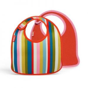 BUILT Mess Mate - 2 śliniaki dla dzieci (Baby Pink Stripe)