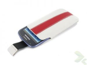 Geffy - Etui uniwersalne Tel 124x63 pull-up eko-skóra white/red
