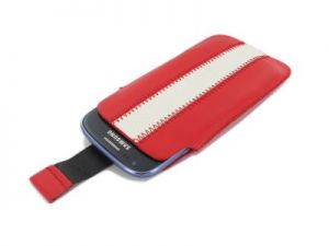 Geffy - Etui uniwersalne Tel 124x63 pull-up eko-skóra red/white