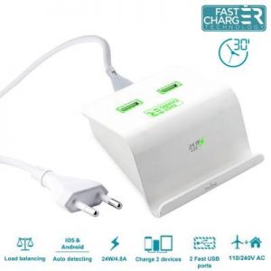 PURO Fast Dual-USB Charging Station - Uniwersalna sieciowa stacja ładująca 4.8A 2 x USB W/Stand Up F