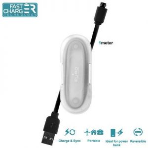 PURO Charge&Sync Cable - Kabel z dwustronnymi wtyczkami Micro USB + cable manager, 1m (Black)